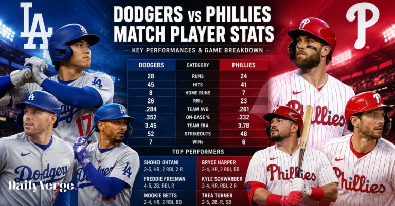 Dodgers vs Phillies Match Player Stats